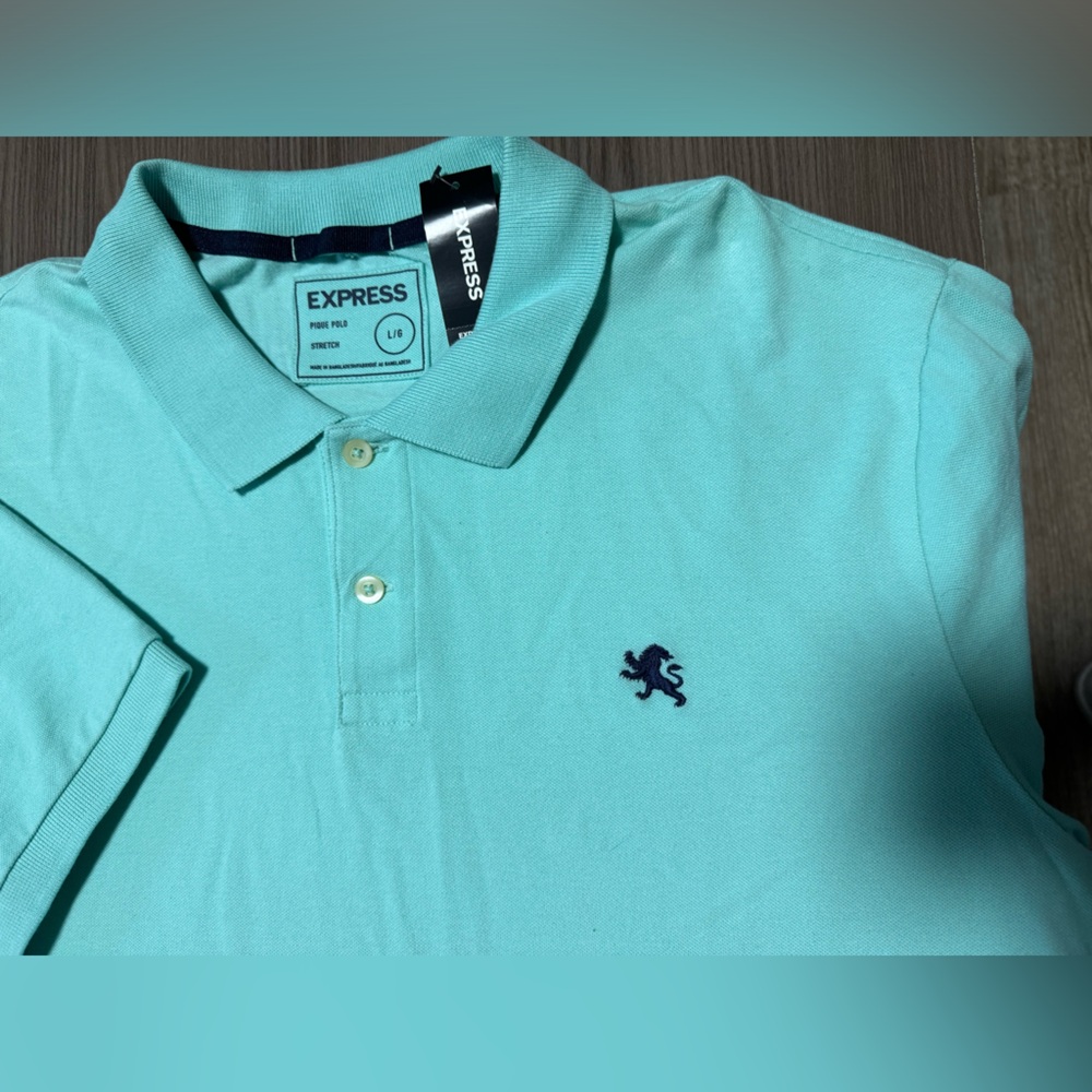 New Pique polo stretch green large Express large for men